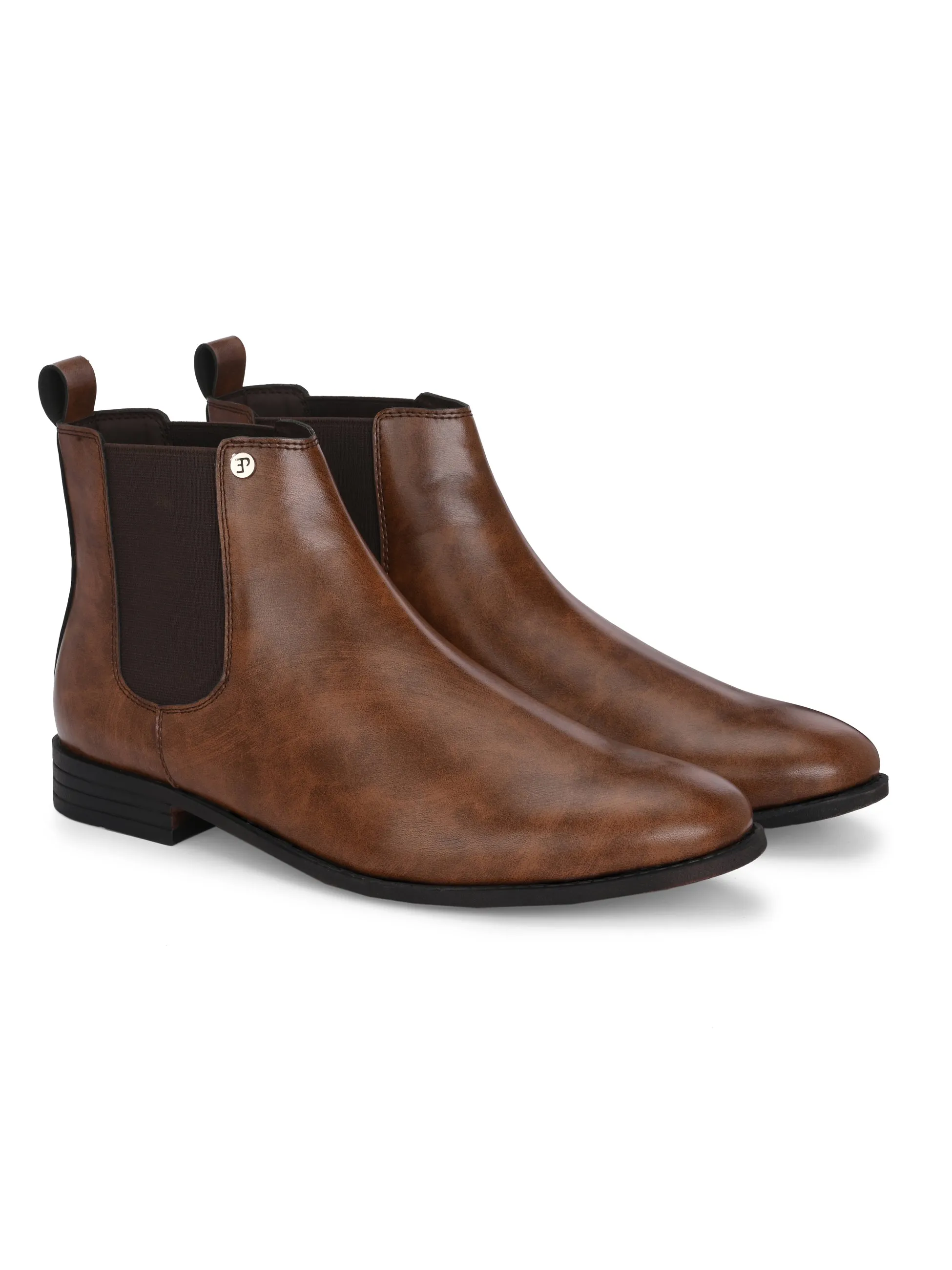 El Paso Men Faux Leather Casual Chelsea Boots