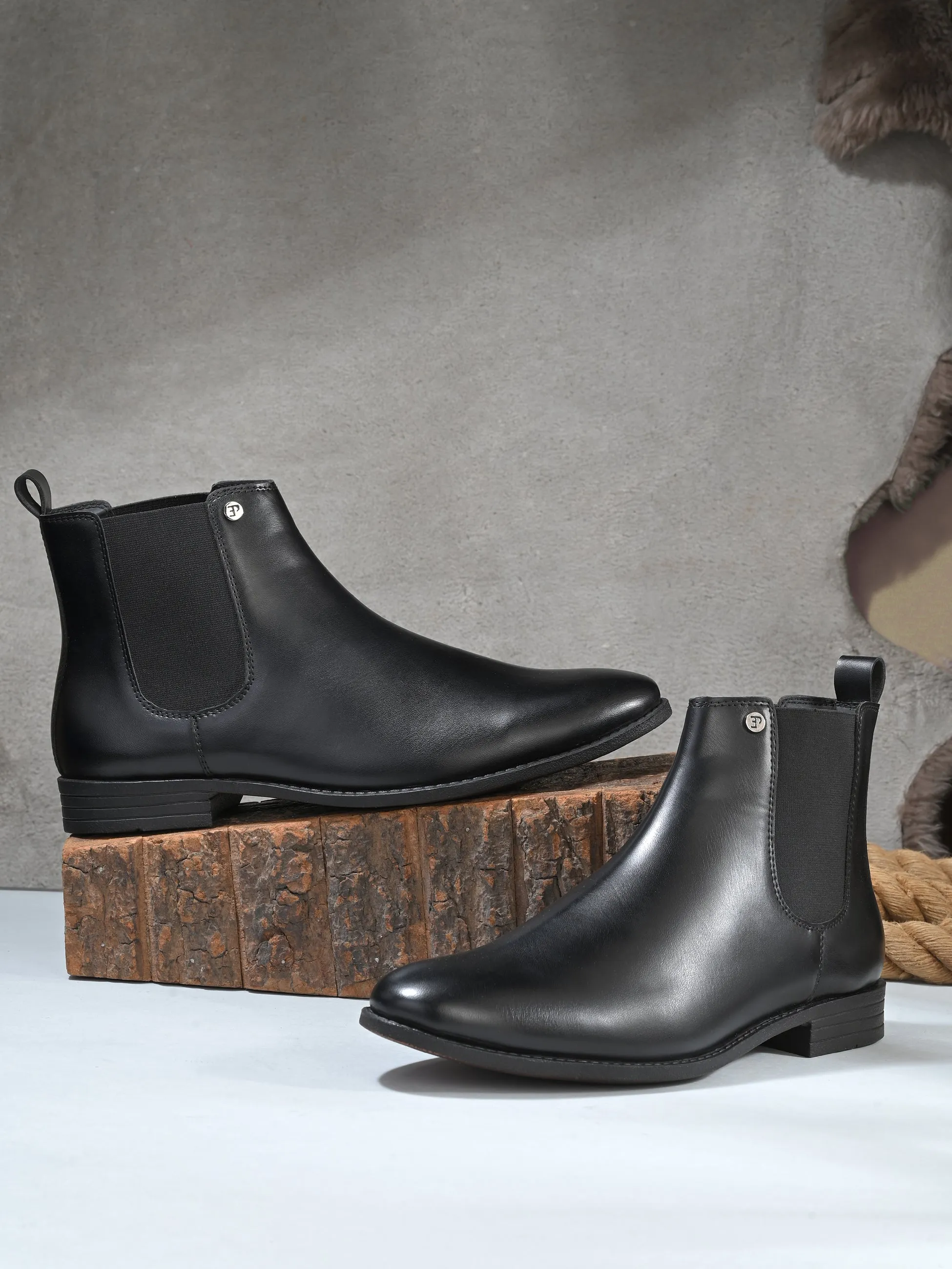 El Paso Men Faux Leather Casual Chelsea Boots