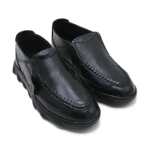 Eminent Black Casual Loafers for Men – Textured Faux Leather