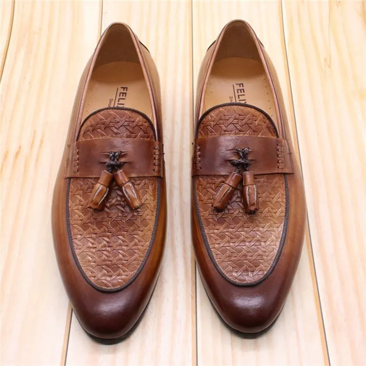 Genuine Leather Slip on British Loafers Men's Fashion Men's Business Office Casual Leather Shoes Trend Men's One Pedal