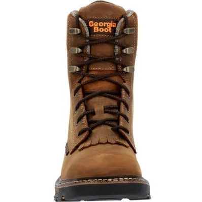 Georgia Men's Carbo Tec Flx 8" Soft Toe Waterproof Lacer Western Work Boot -Brown- GB00623