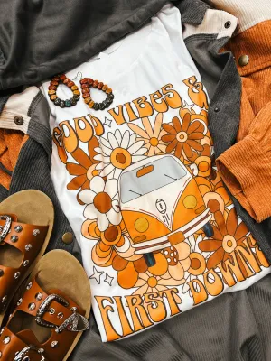 Good Vibes   First Downs Graphic Tee