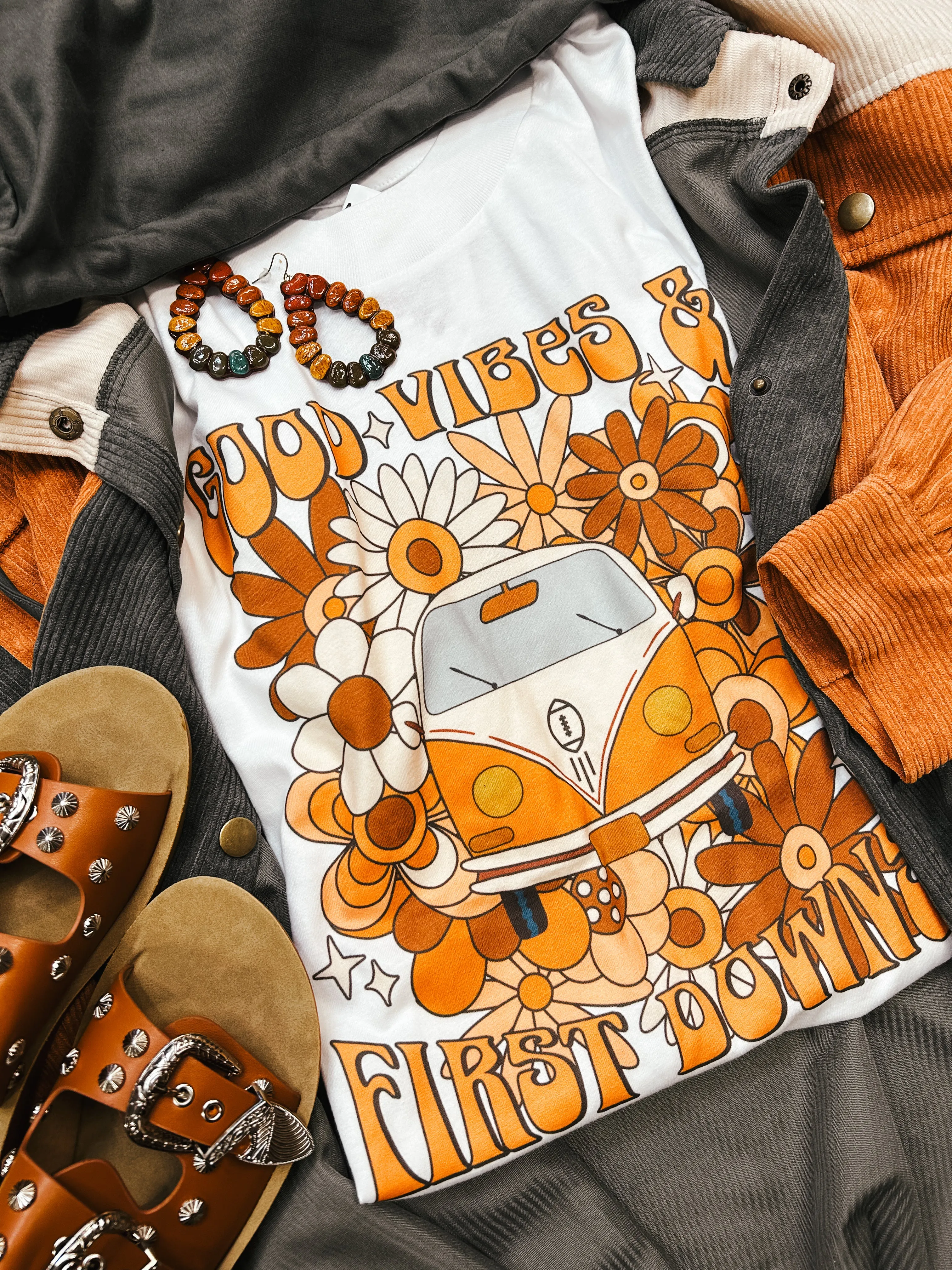 Good Vibes   First Downs Graphic Tee