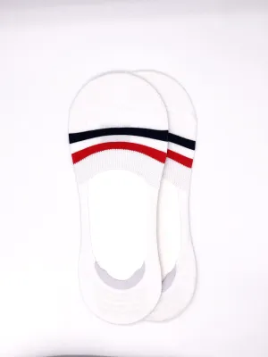Grosgrain No-Show Socks - White