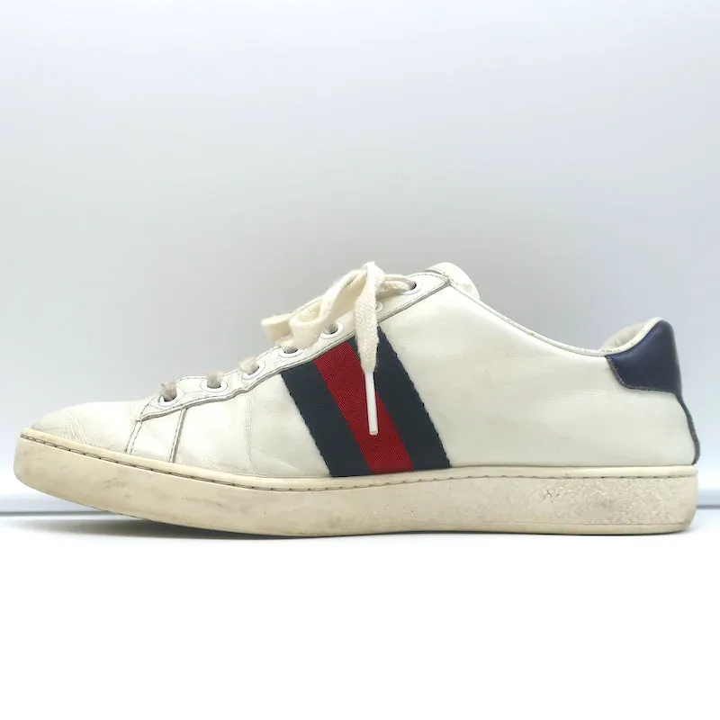 Gucci Loved Embroidered Ace Sneakers White Leather Size 36.5