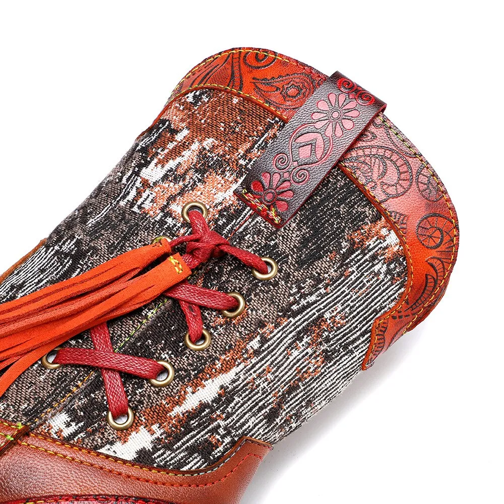 Handmade Colorful cow leather print with women's boots cowboy boots