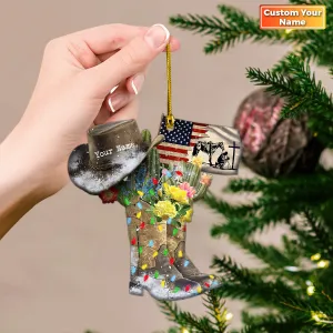 Horse Cowboy Boots Hanging Personalized Shape Ornament 2