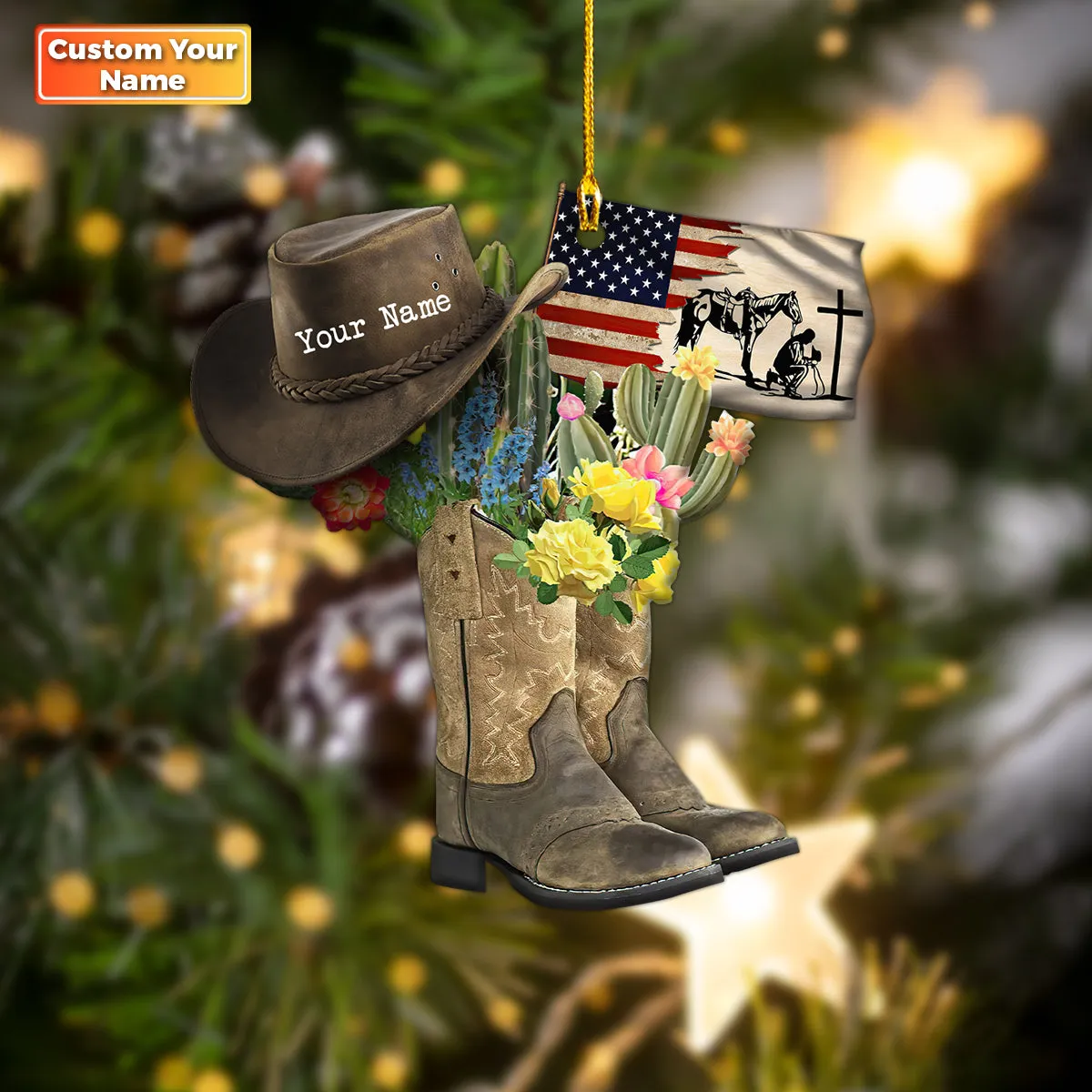 Horse Cowboy Boots Hanging Personalized Shape Ornament