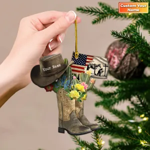 Horse Cowboy Boots Hanging Personalized Shape Ornament