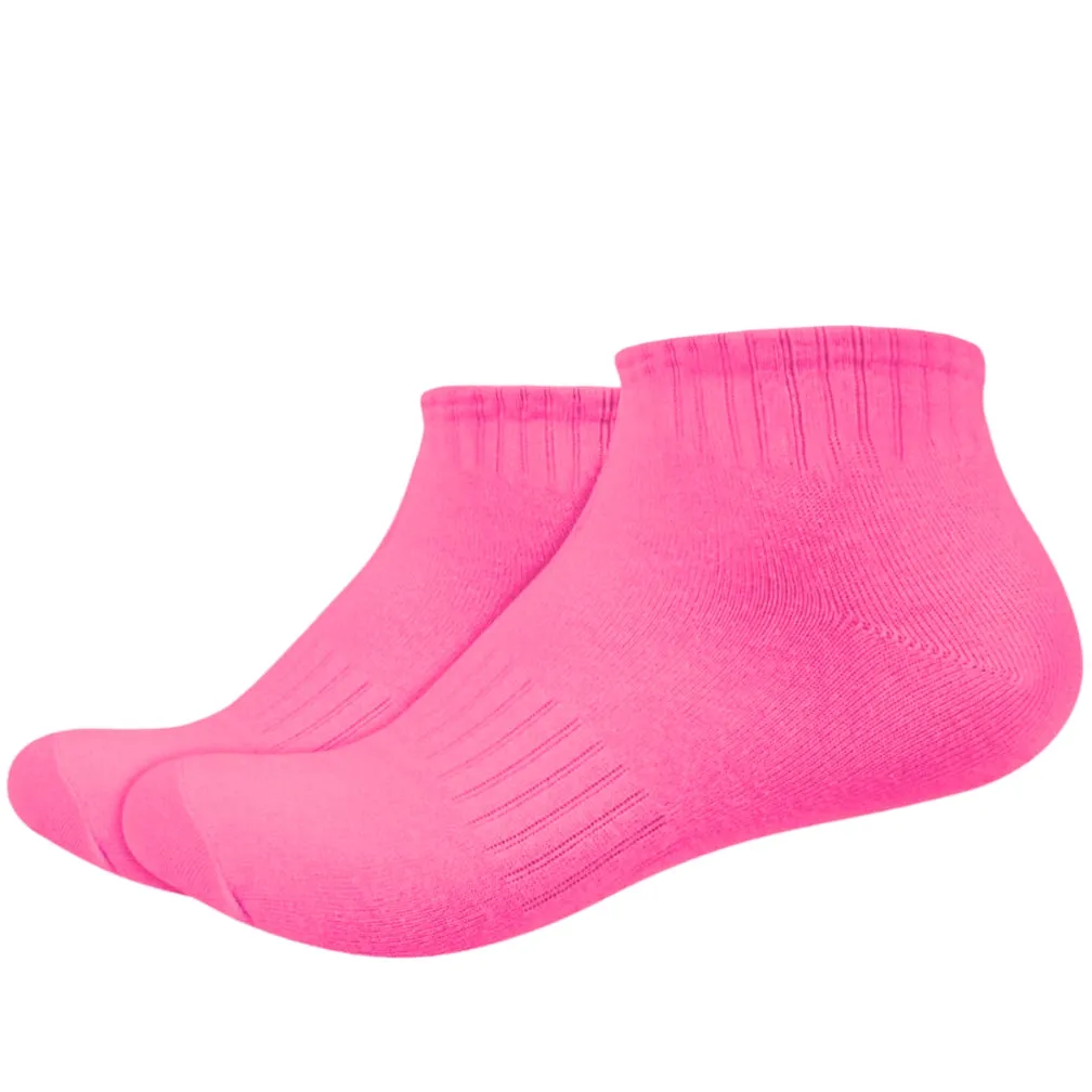 IDENTITY Apparel Unisex Colored Ankle Length Low Cut Cotton Socks with Striped Ribbing and Arch Support