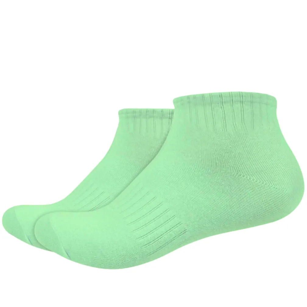 IDENTITY Apparel Unisex Colored Ankle Length Low Cut Cotton Socks with Striped Ribbing and Arch Support