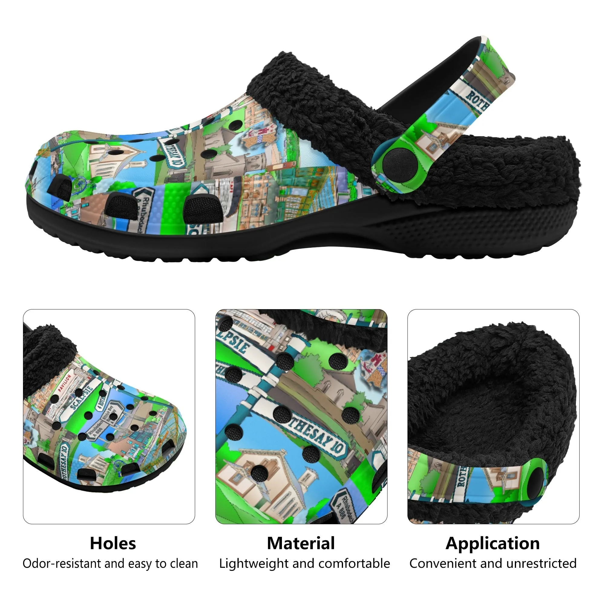 Isle of Bute Adults Fur Lined Clogs - Free p&p Worldwide