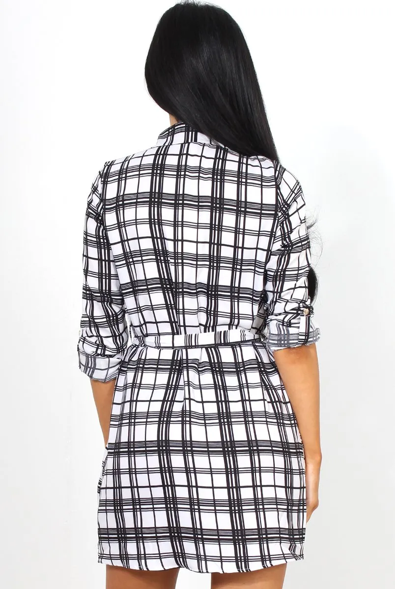 Jennifer White Striped Shirt Dress