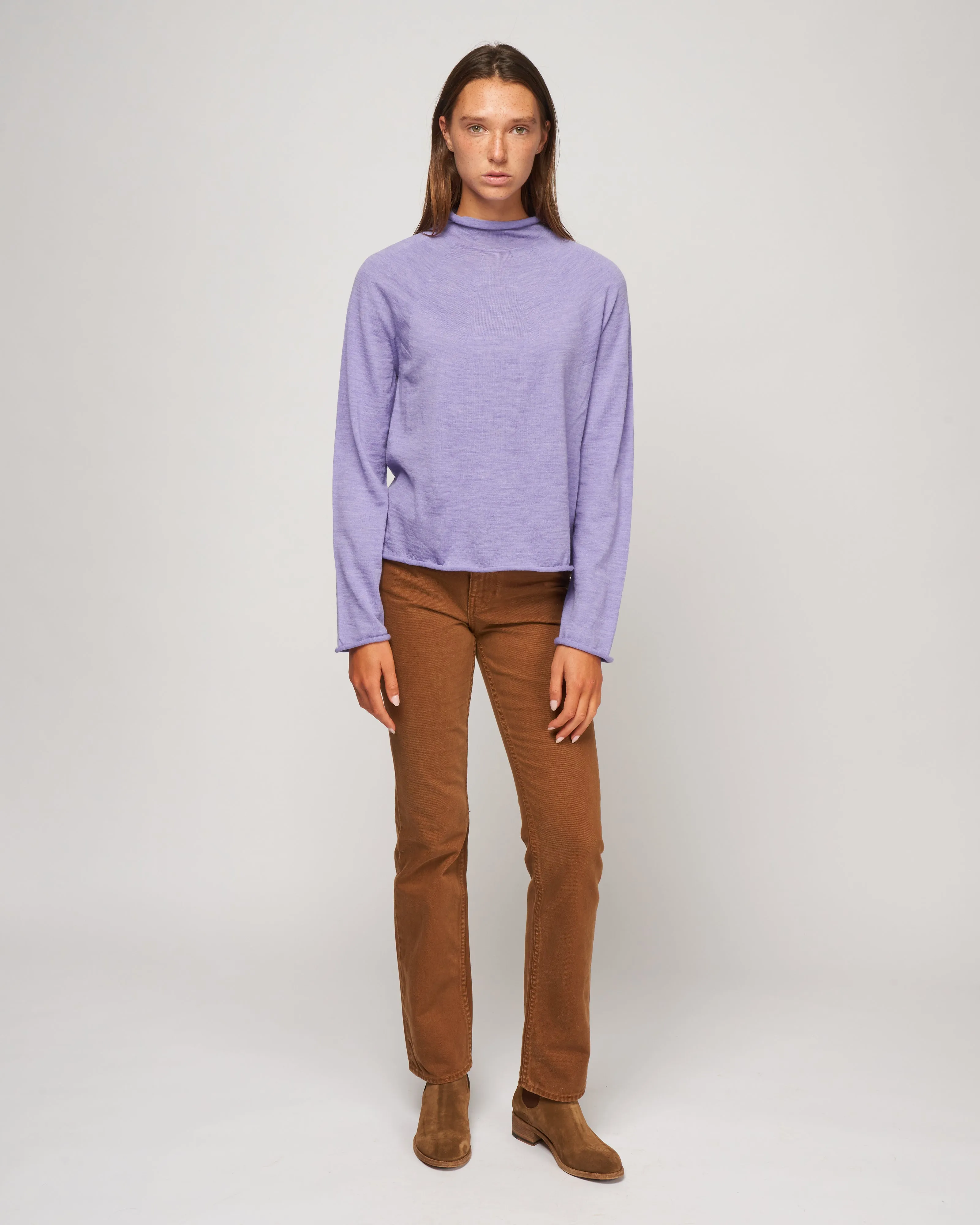 knitted jersey turtleneck sweater - amethyst