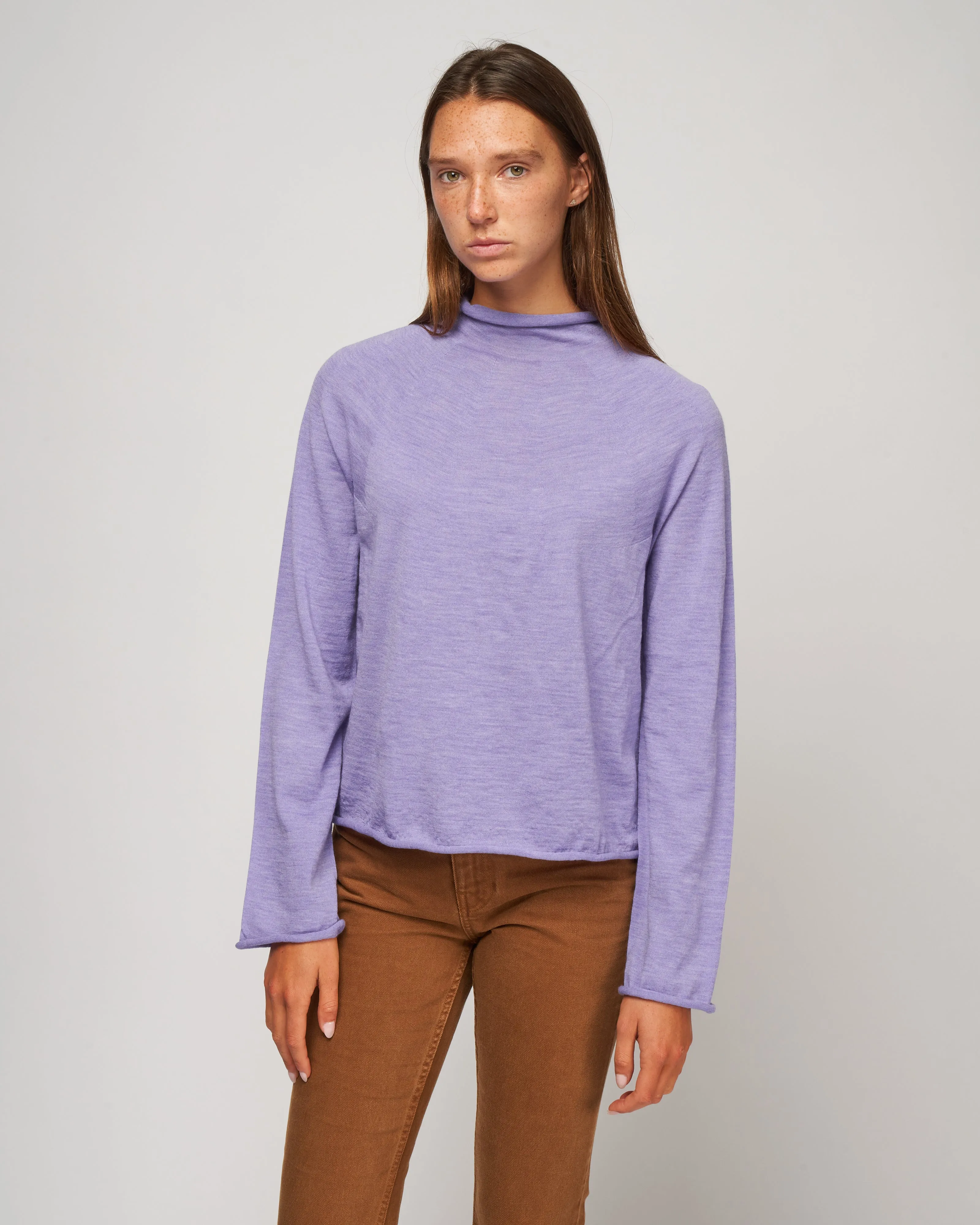 knitted jersey turtleneck sweater - amethyst