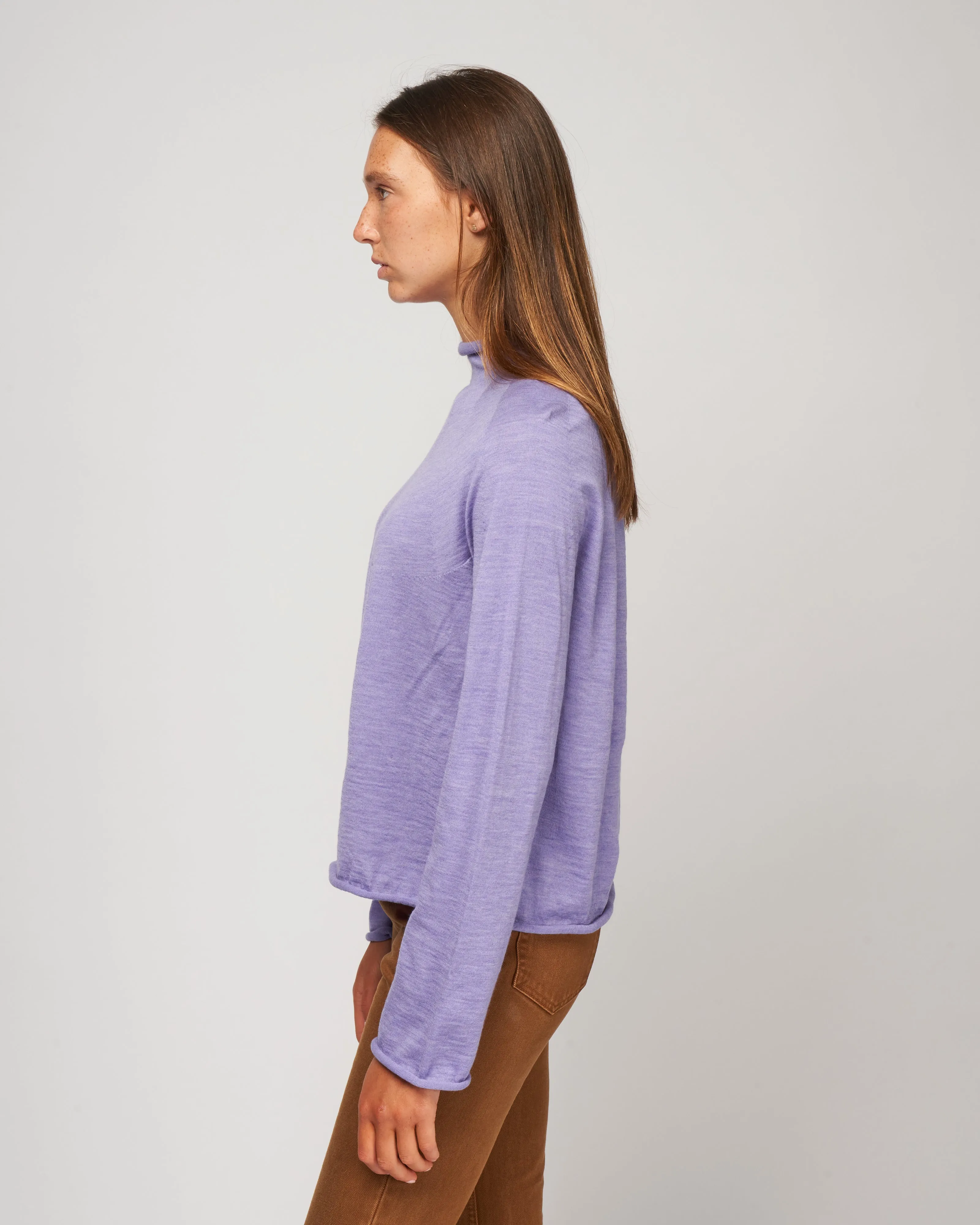 knitted jersey turtleneck sweater - amethyst
