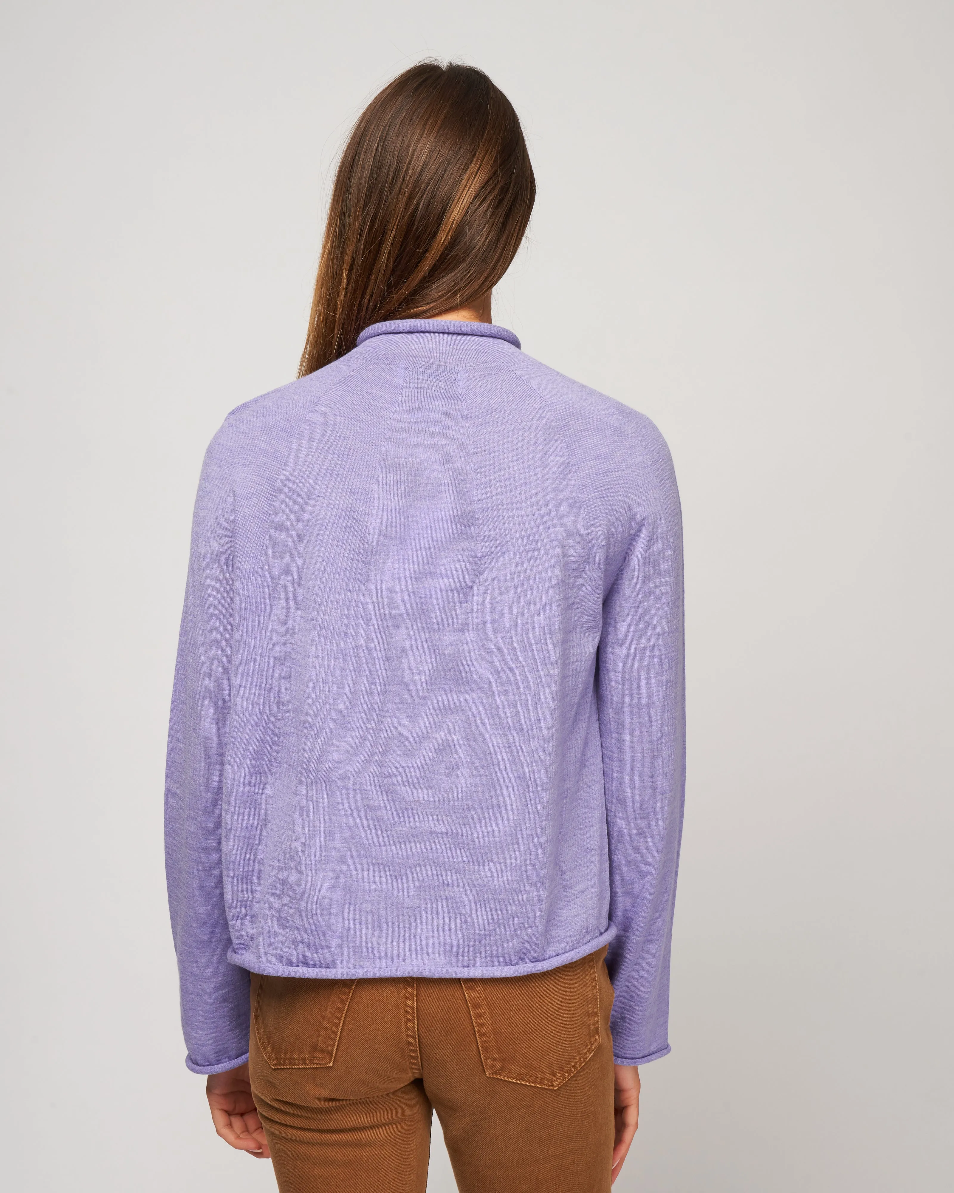 knitted jersey turtleneck sweater - amethyst