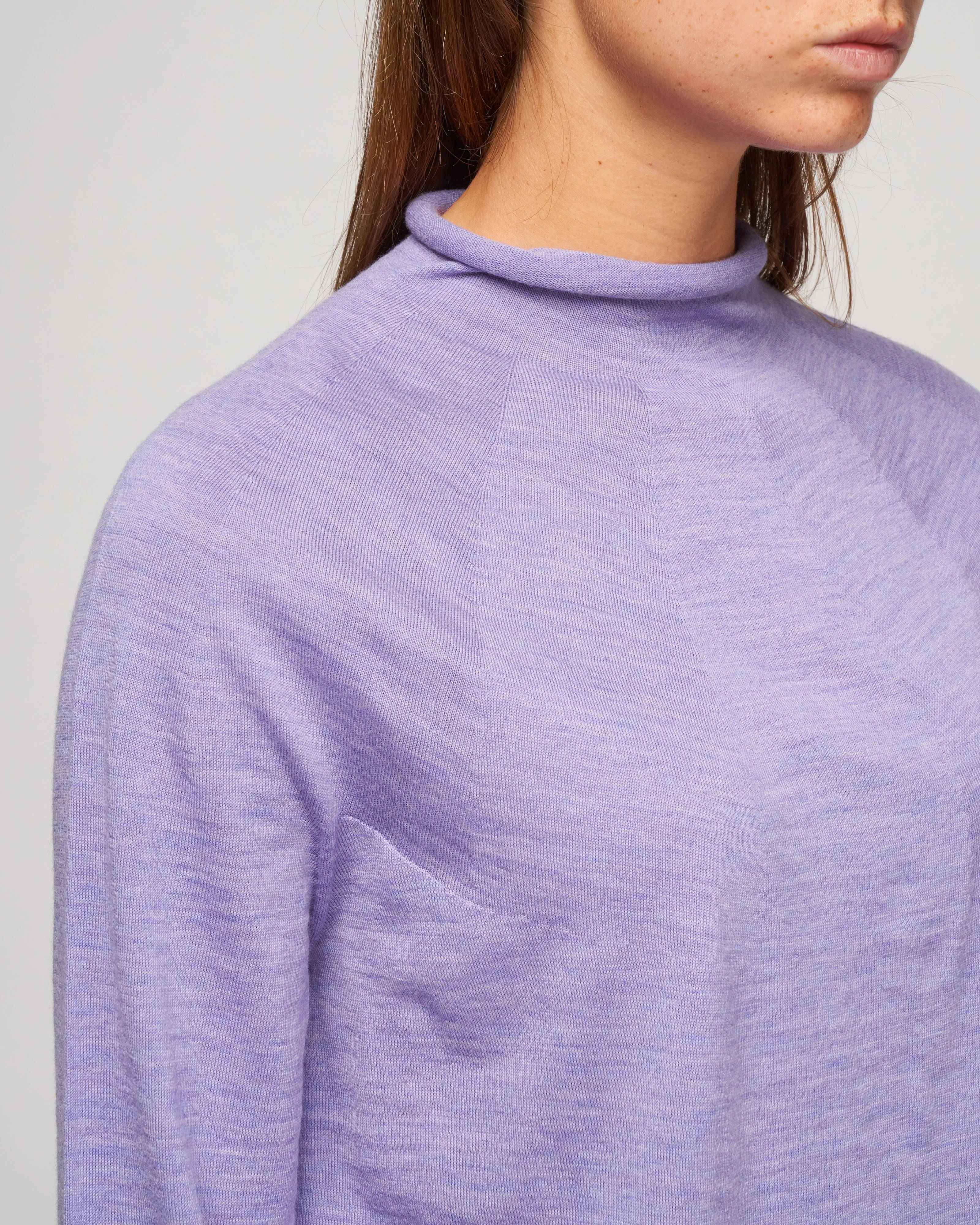 knitted jersey turtleneck sweater - amethyst