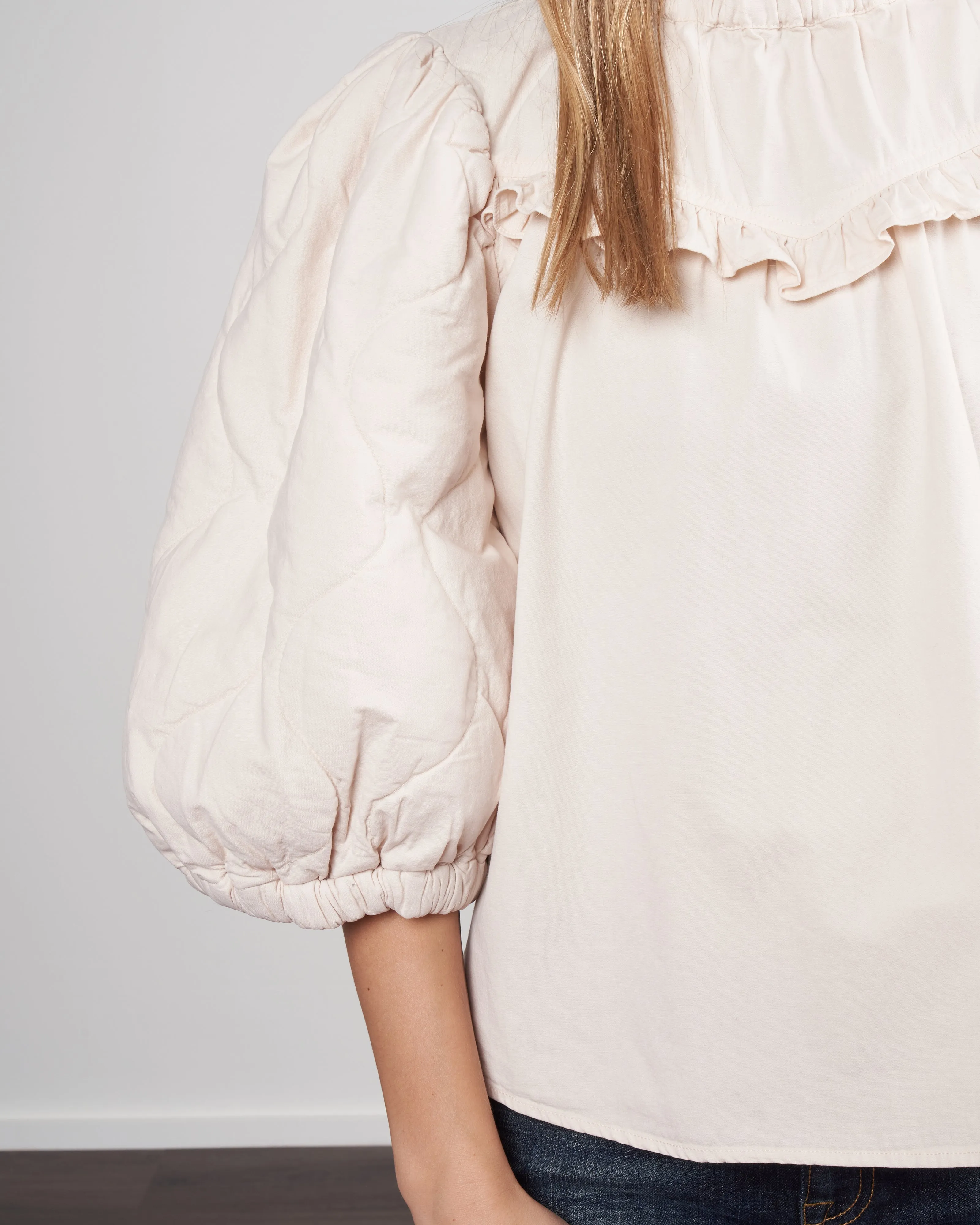 layla quilted puff slv top - barley