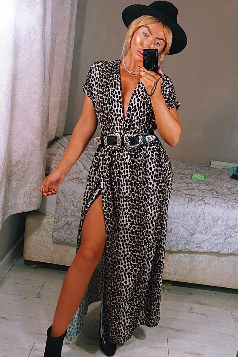 Leopard Print Wrap Maxi - Harleigh