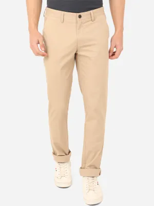 Light Khaki Solid Uno Fit Casual Trouser | JadeBlue