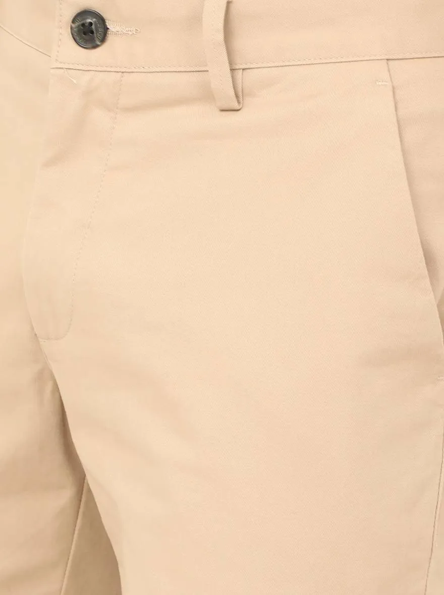 Light Khaki Solid Uno Fit Casual Trouser | JadeBlue