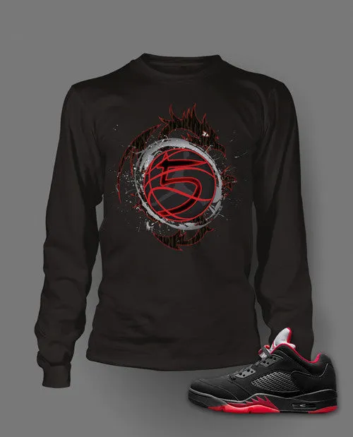 Long Sleeve Graphic T Shirt To Match Retro Air Jordan 5 Low Alternate Shoe