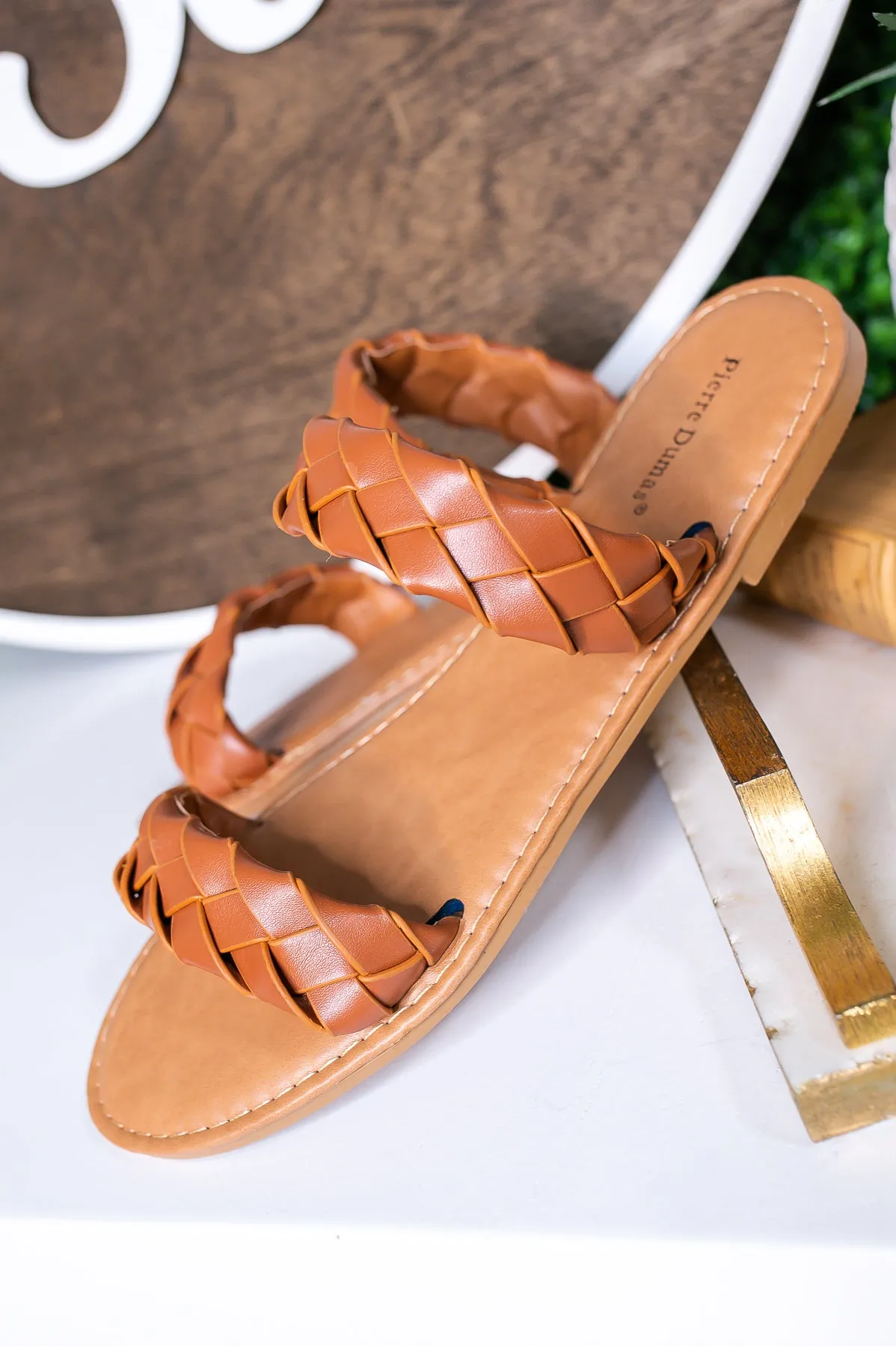 Make Them Stare Tan Braided Slip On Sandals - SHO2514TN