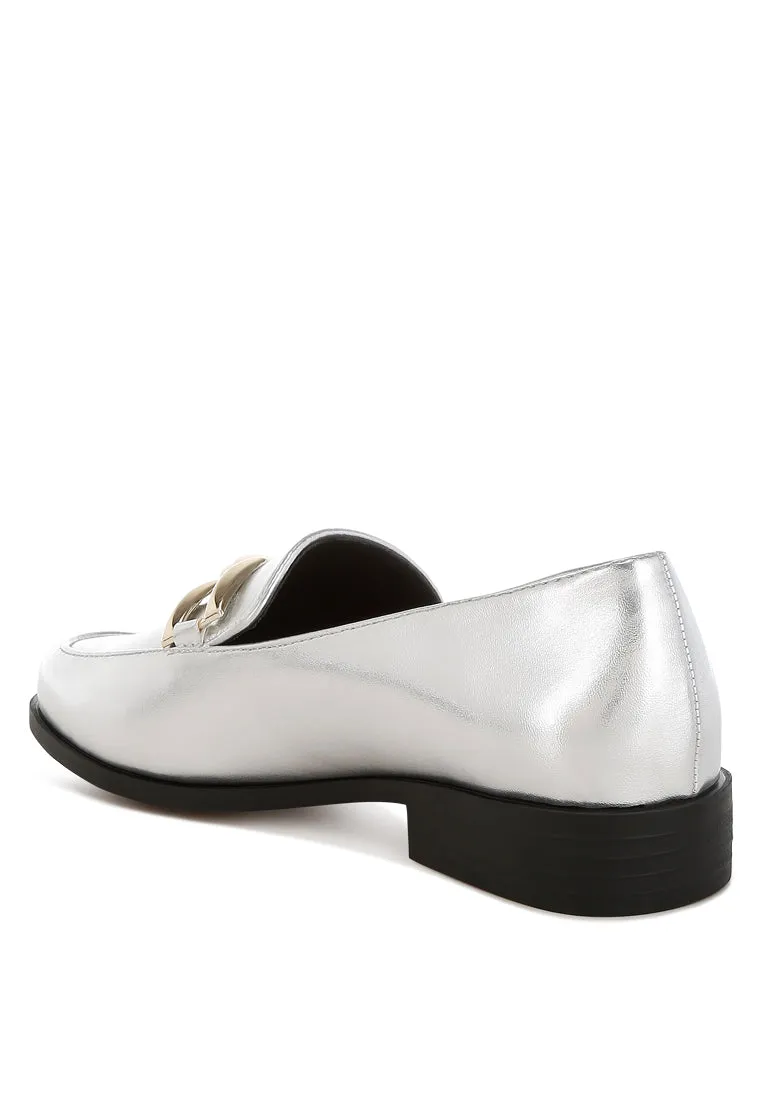 Melucine Metallic Horsebit Detail Loafers