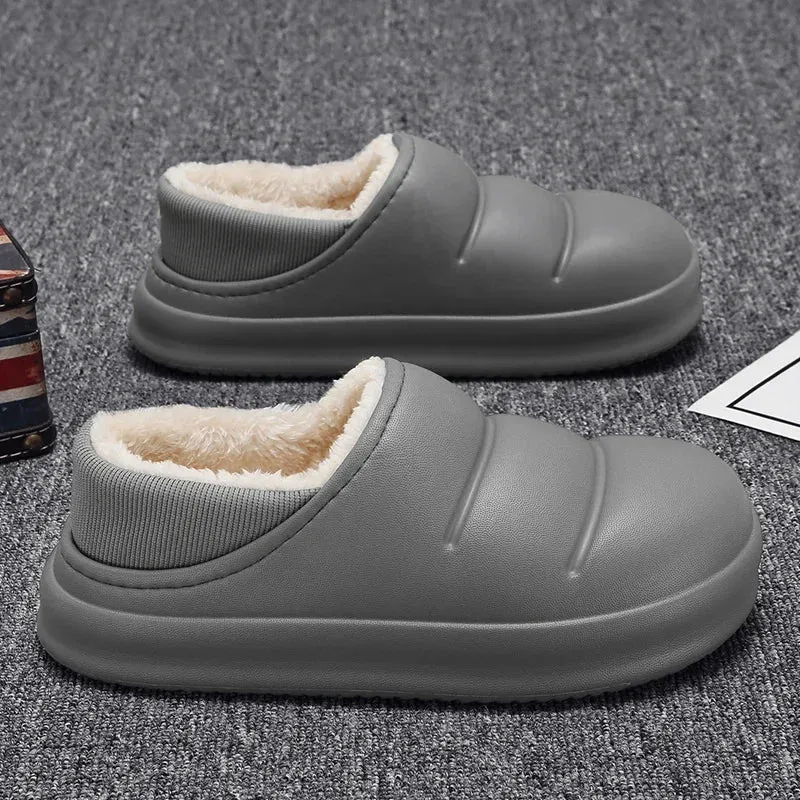 Men & Women Winter Slippers – Warm Fuzzy Plush Indoor Cotton Clogs & Home Mules