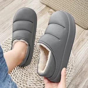 Men & Women Winter Slippers – Warm Fuzzy Plush Indoor Cotton Clogs & Home Mules