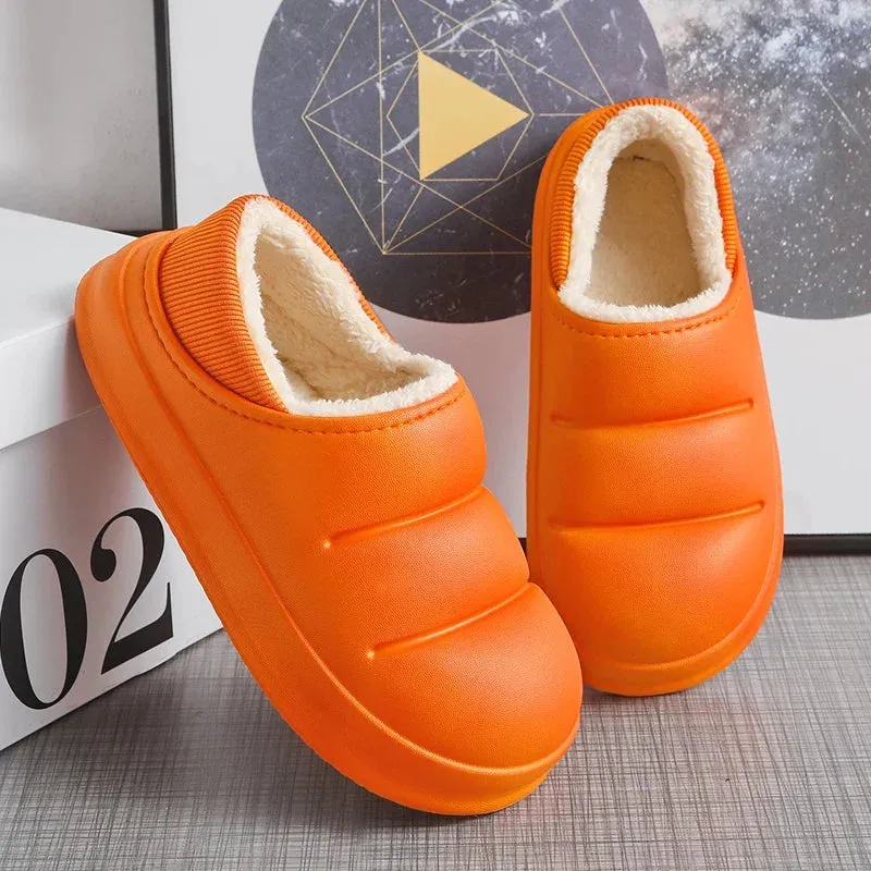 Men & Women Winter Slippers – Warm Fuzzy Plush Indoor Cotton Clogs & Home Mules