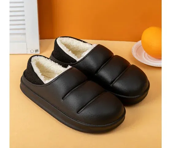 Men & Women Winter Slippers – Warm Fuzzy Plush Indoor Cotton Clogs & Home Mules