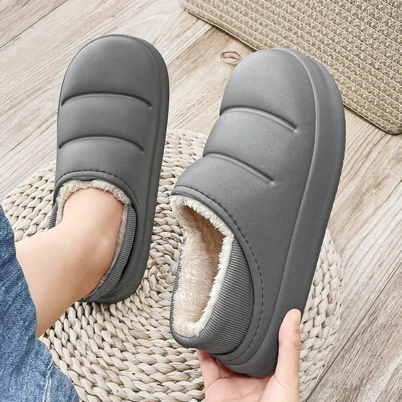 Men & Women Winter Slippers – Warm Fuzzy Plush Indoor Cotton Clogs & Home Mules