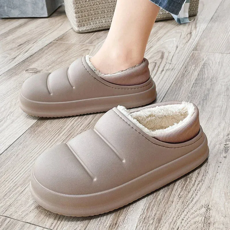 Men & Women Winter Slippers – Warm Fuzzy Plush Indoor Cotton Clogs & Home Mules