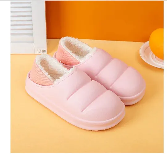 Men & Women Winter Slippers – Warm Fuzzy Plush Indoor Cotton Clogs & Home Mules