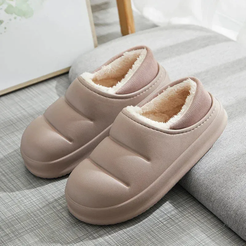 Men & Women Winter Slippers – Warm Fuzzy Plush Indoor Cotton Clogs & Home Mules