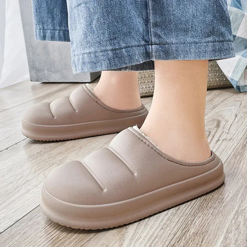 Men & Women Winter Slippers – Warm Fuzzy Plush Indoor Cotton Clogs & Home Mules