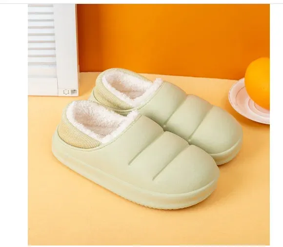 Men & Women Winter Slippers – Warm Fuzzy Plush Indoor Cotton Clogs & Home Mules