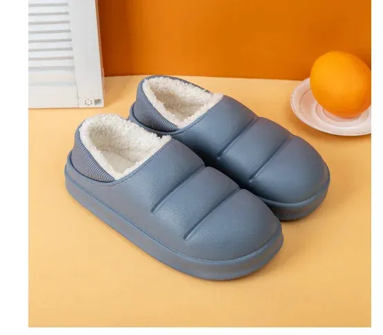 Men & Women Winter Slippers – Warm Fuzzy Plush Indoor Cotton Clogs & Home Mules