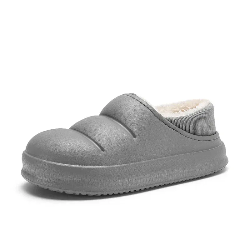 Men & Women Winter Slippers – Warm Fuzzy Plush Indoor Cotton Clogs & Home Mules