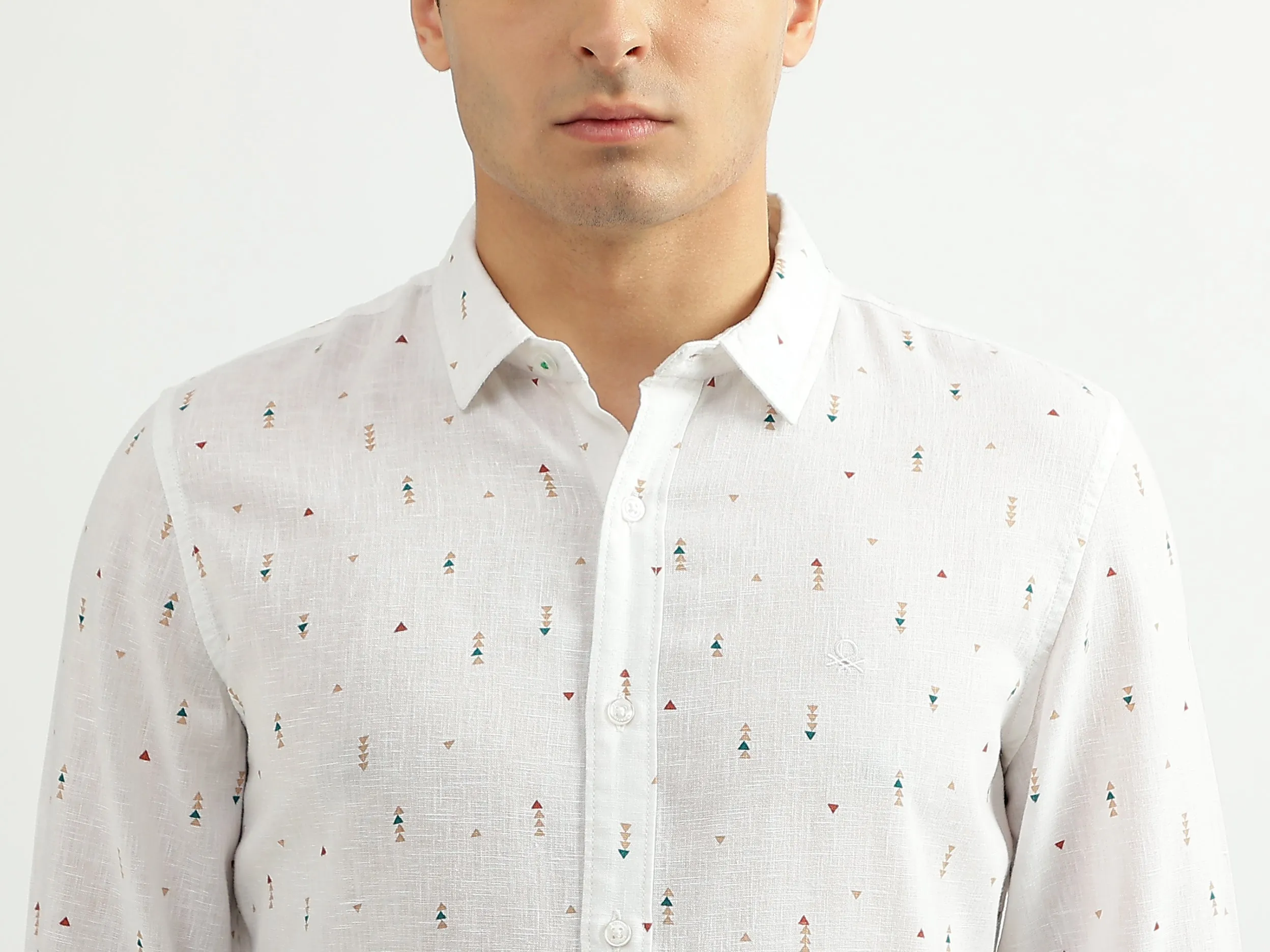 Men Printed Spread Collar Shirt
