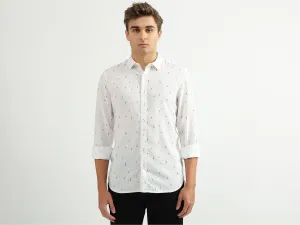 Men Printed Spread Collar Shirt