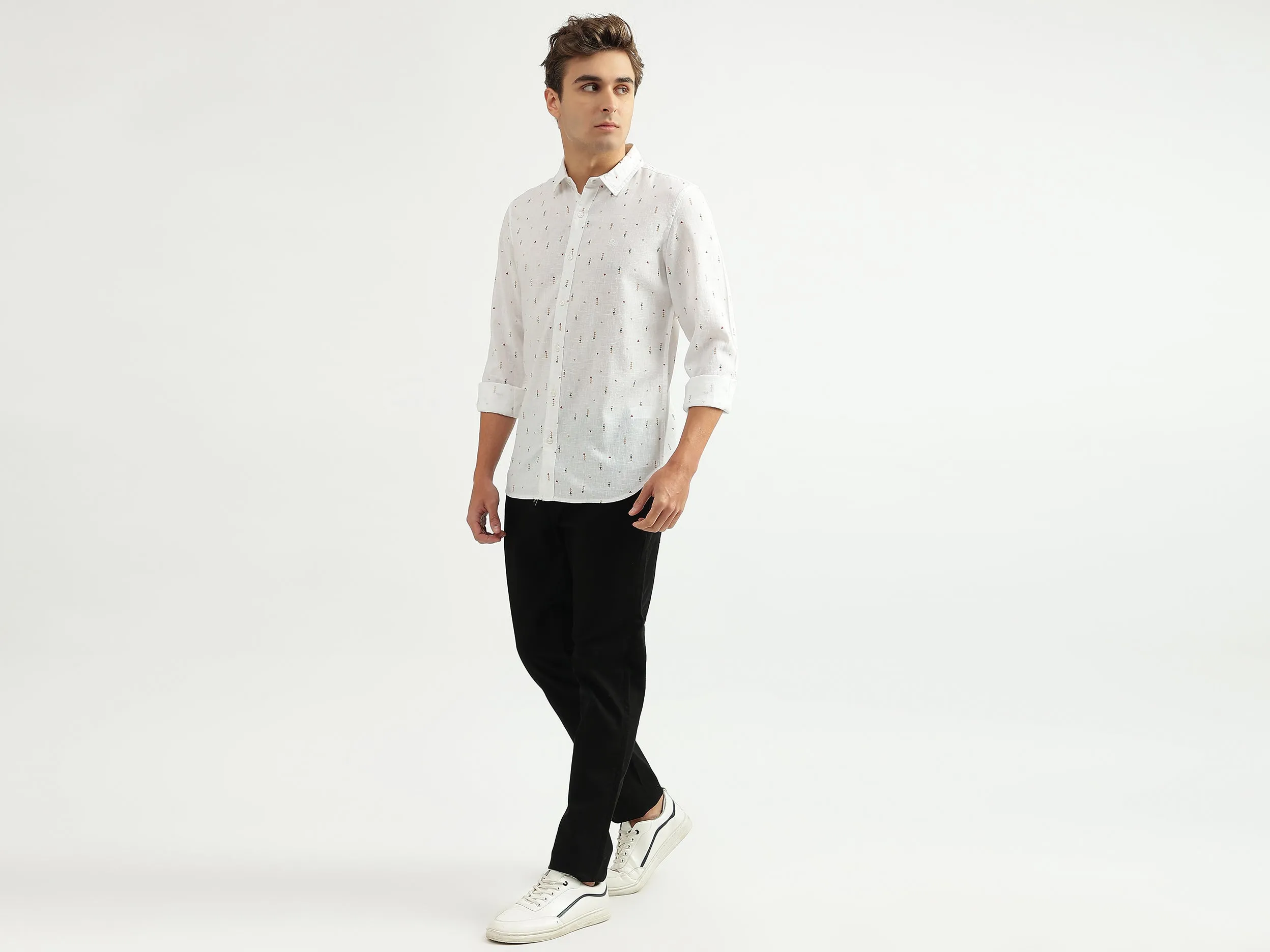 Men Printed Spread Collar Shirt