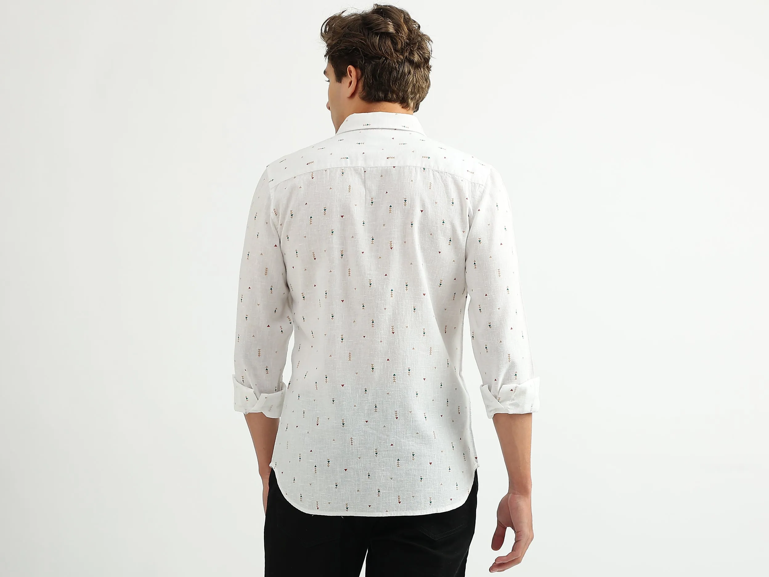 Men Printed Spread Collar Shirt