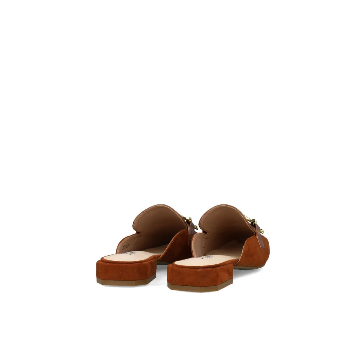 Menbur Brown Gold Buckle Mule Heel Sandals
