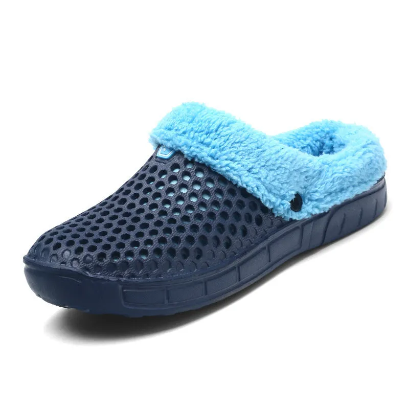 Men’s Fuzzy Plush Indoor Slippers – Warm Winter Garden Clogs