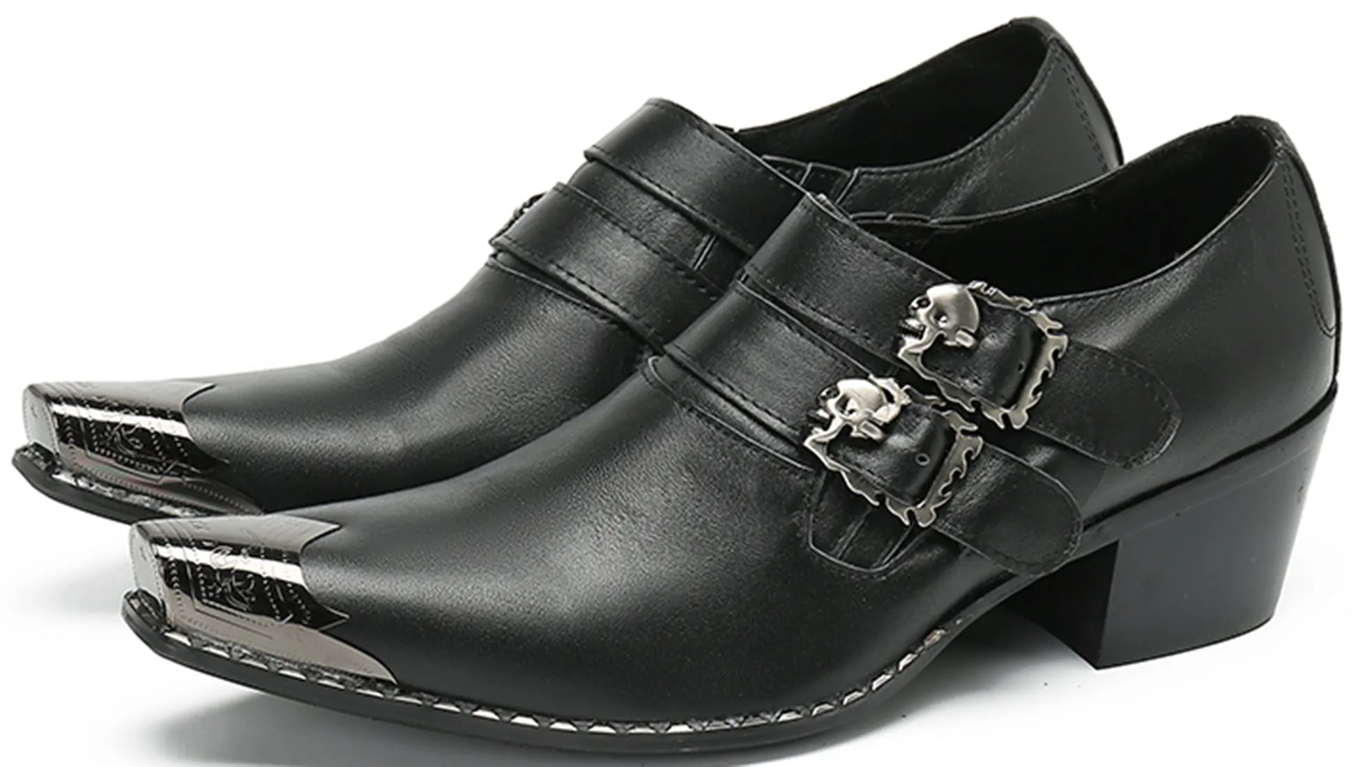 Men's Metal Tip Double Monk Strap Western Loafer