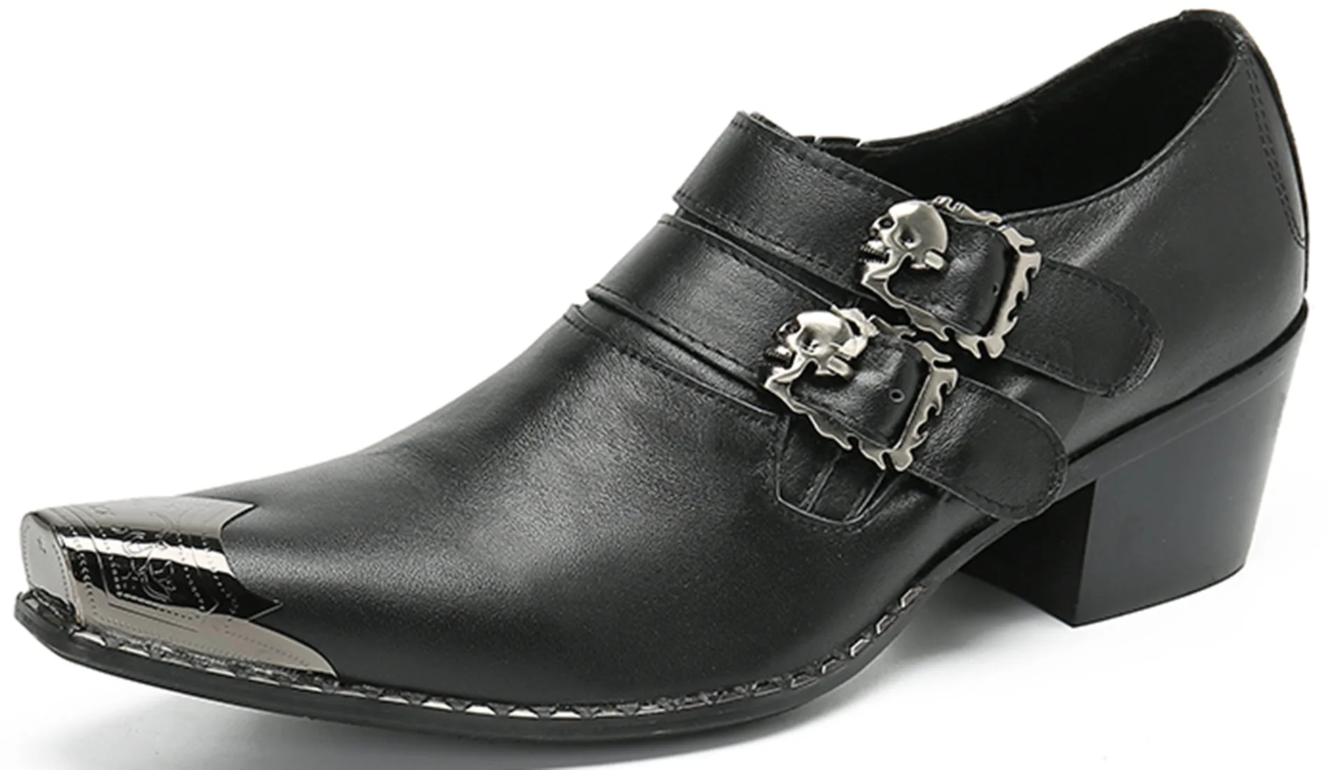 Men's Metal Tip Double Monk Strap Western Loafer