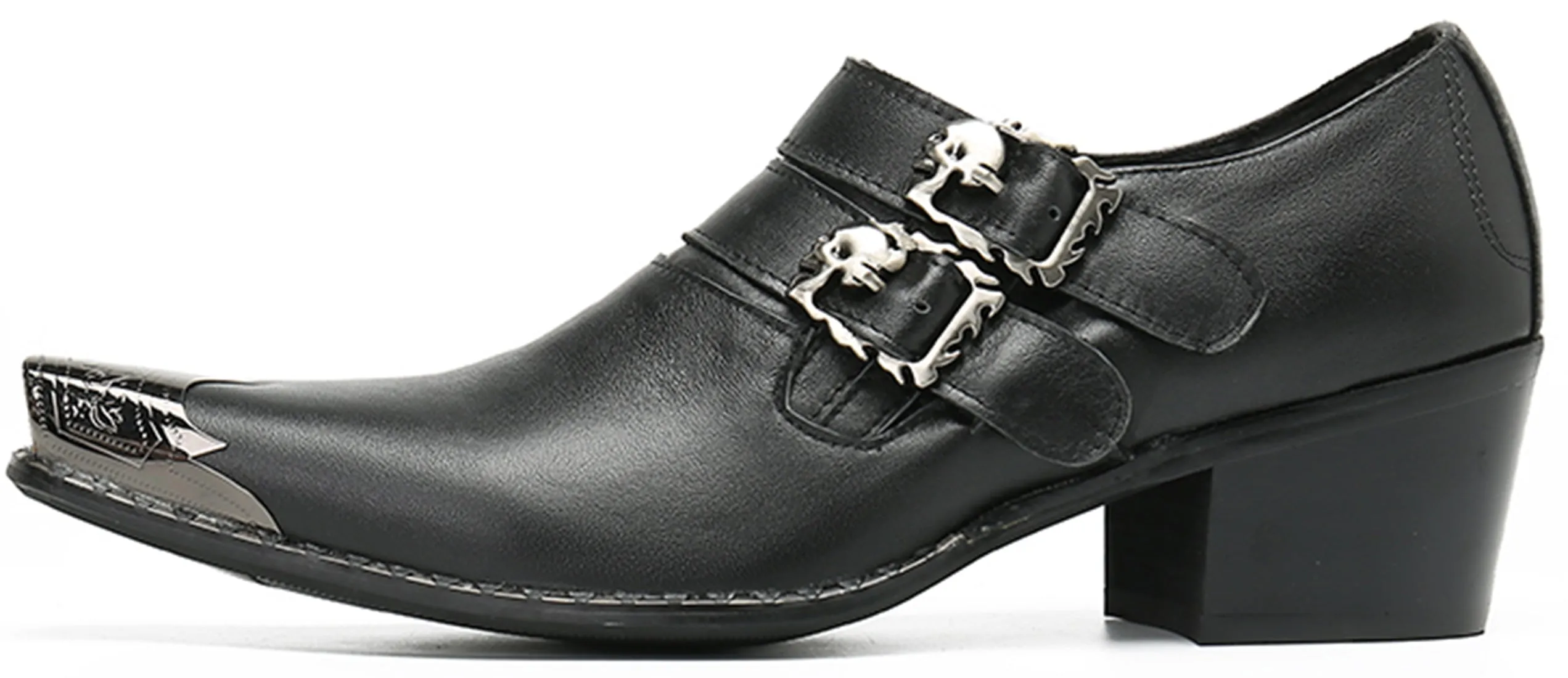Men's Metal Tip Double Monk Strap Western Loafer